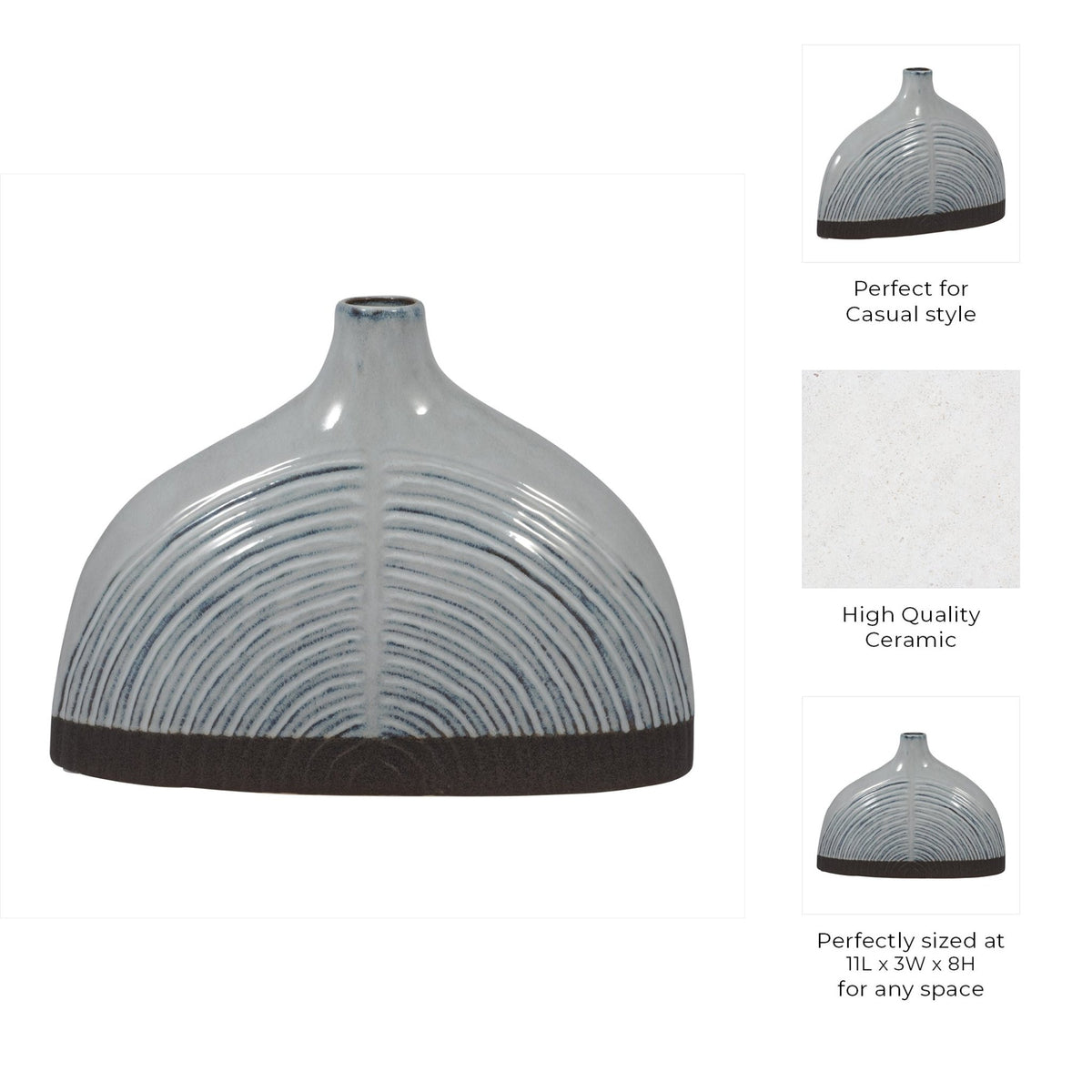 CERAMIC HALF DOME ARCH VASE, BLUE Vases and Jars| Sagebrook Home