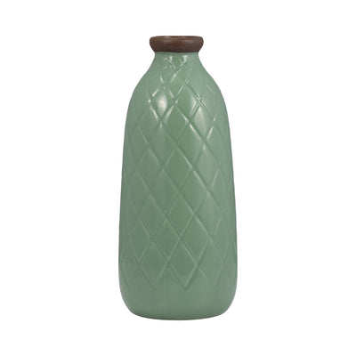 CERAMIC, PLAID TEXTURED VASE - Al Rugaib Furniture