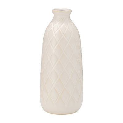 CERAMIC, PLAID TEXTURED VASE - Al Rugaib Furniture