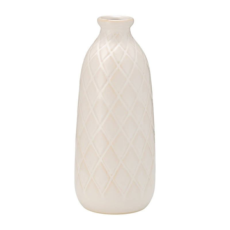 CERAMIC, PLAID TEXTURED VASE - Al Rugaib Furniture
