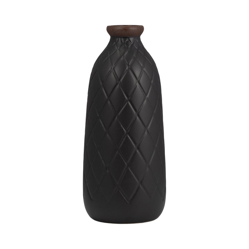 CERAMIC, PLAID TEXTURED VASE - Al Rugaib Furniture