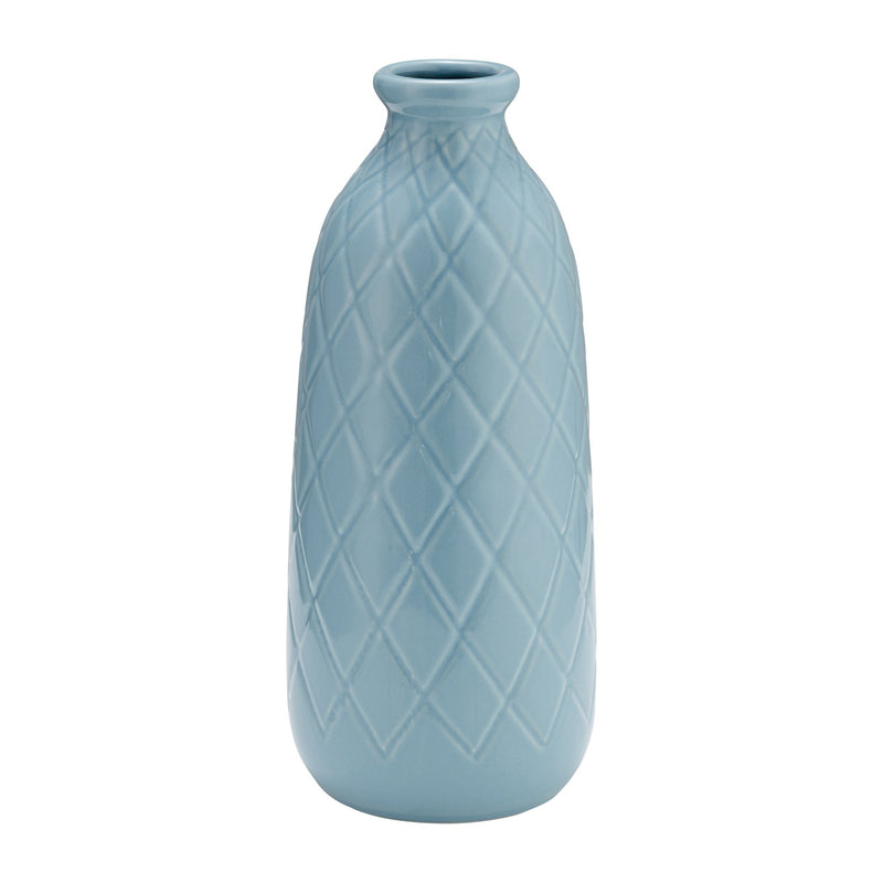 CERAMIC, PLAID TEXTURED VASE - Al Rugaib Furniture