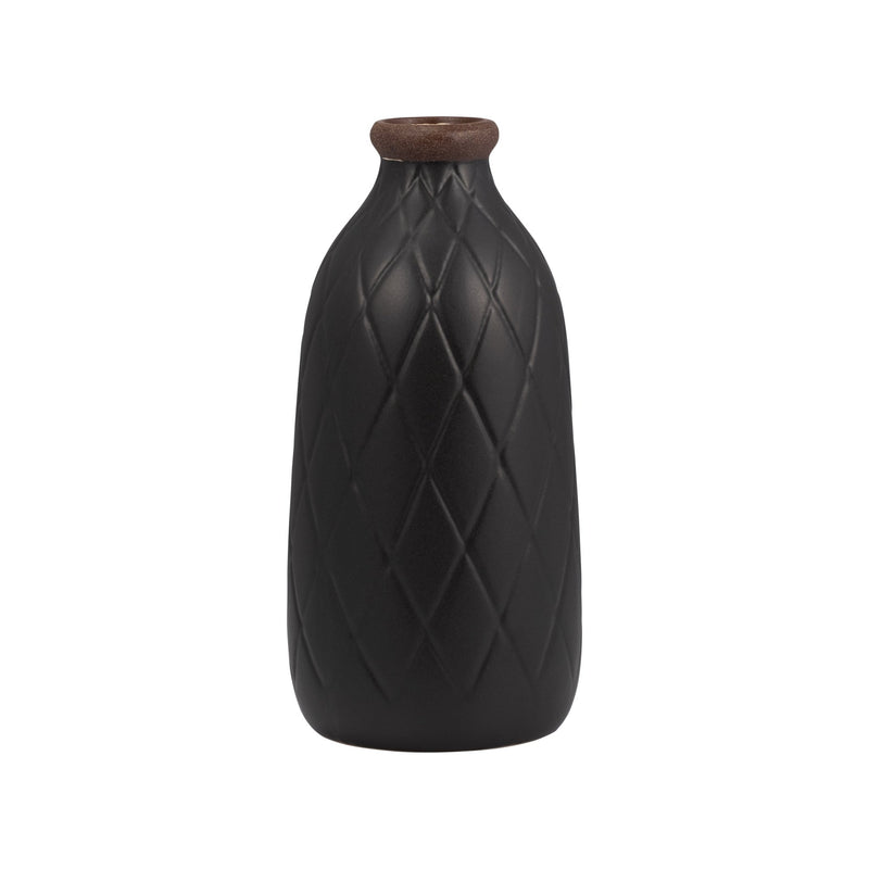 CERAMIC, PLAID TEXTURED VASE - Al Rugaib Furniture