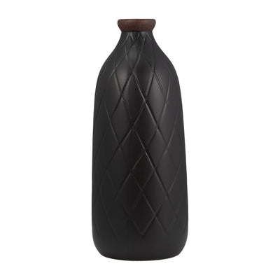 CERAMIC, PLAID TEXTURED VASE - Al Rugaib Furniture