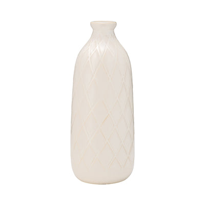 CERAMIC, PLAID TEXTURED VASE - Al Rugaib Furniture
