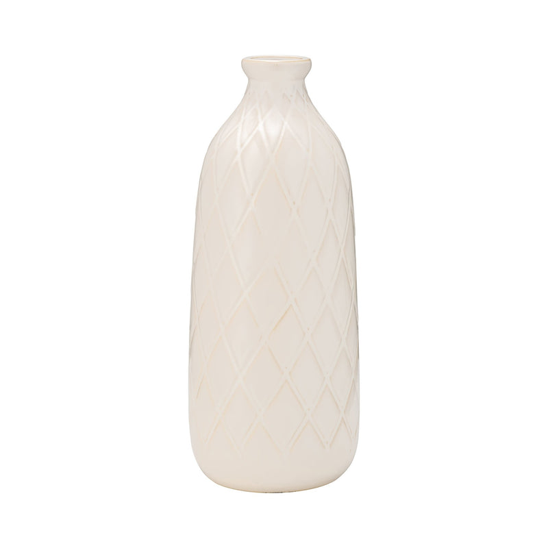 CERAMIC, PLAID TEXTURED VASE - Al Rugaib Furniture