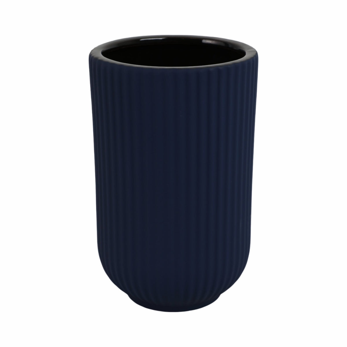CER, 11"H RIDGED VASE, BLACK Vases and Jars| Sagebrook Home