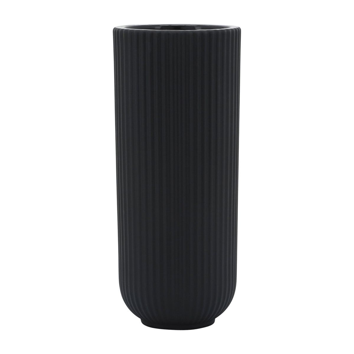 CER, 11"H RIDGED VASE, BLACK Vases and Jars| Sagebrook Home