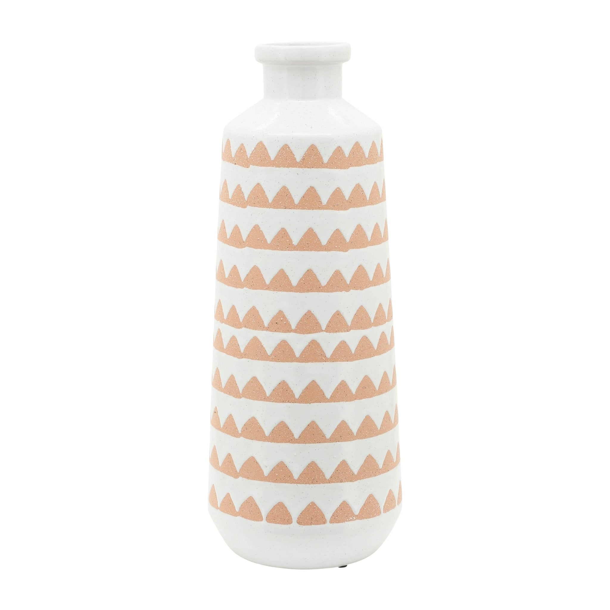 CERAMIC, ROUND AZTEC VASE, IVORY Vases and Jars| Sagebrook Home