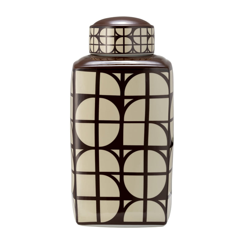 CERAMIC, SQUARE JAR W/ LID - Al Rugaib Furniture