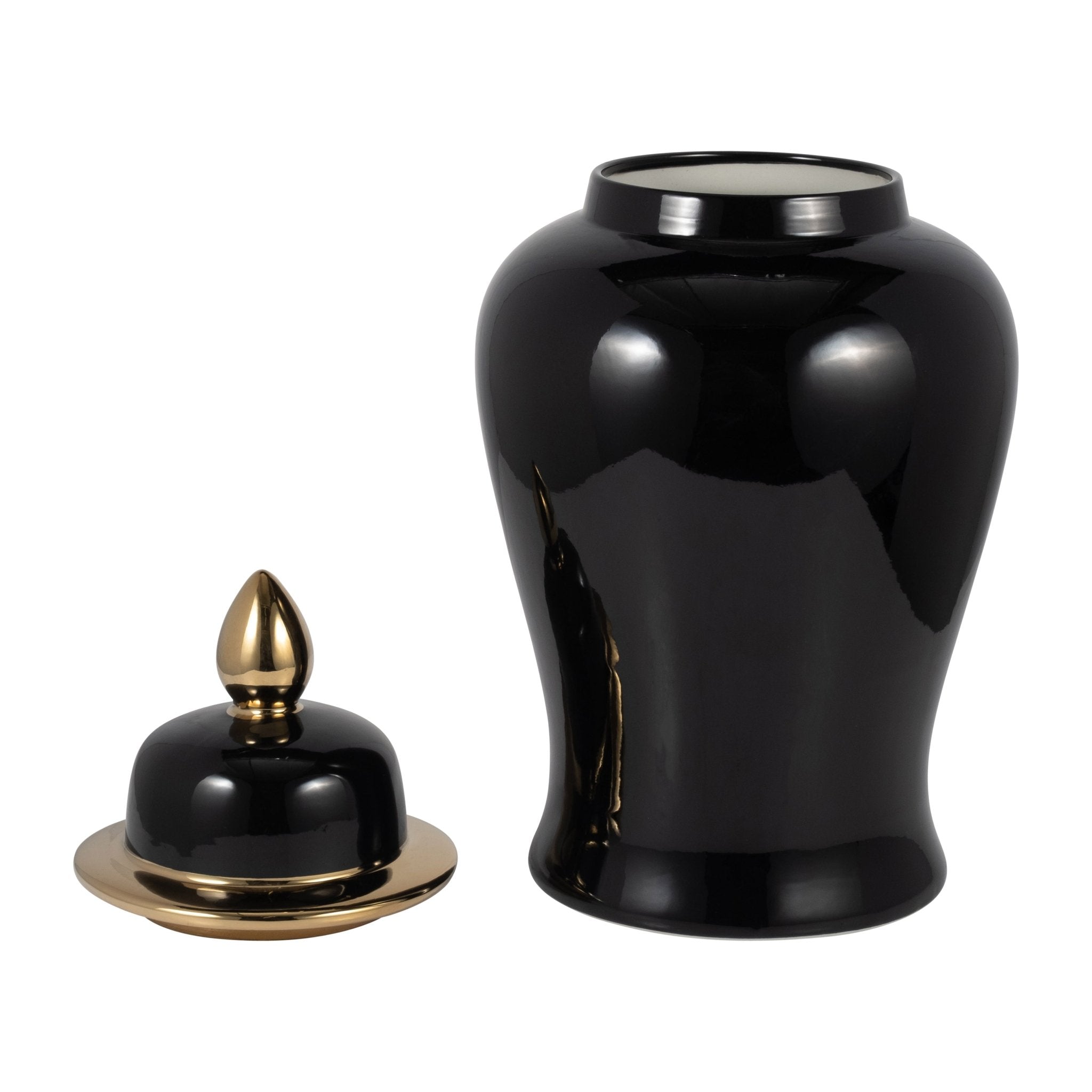 CER, 24" TEMPLE JAR, BLACK/GOLD Vases and Jars| Sagebrook Home