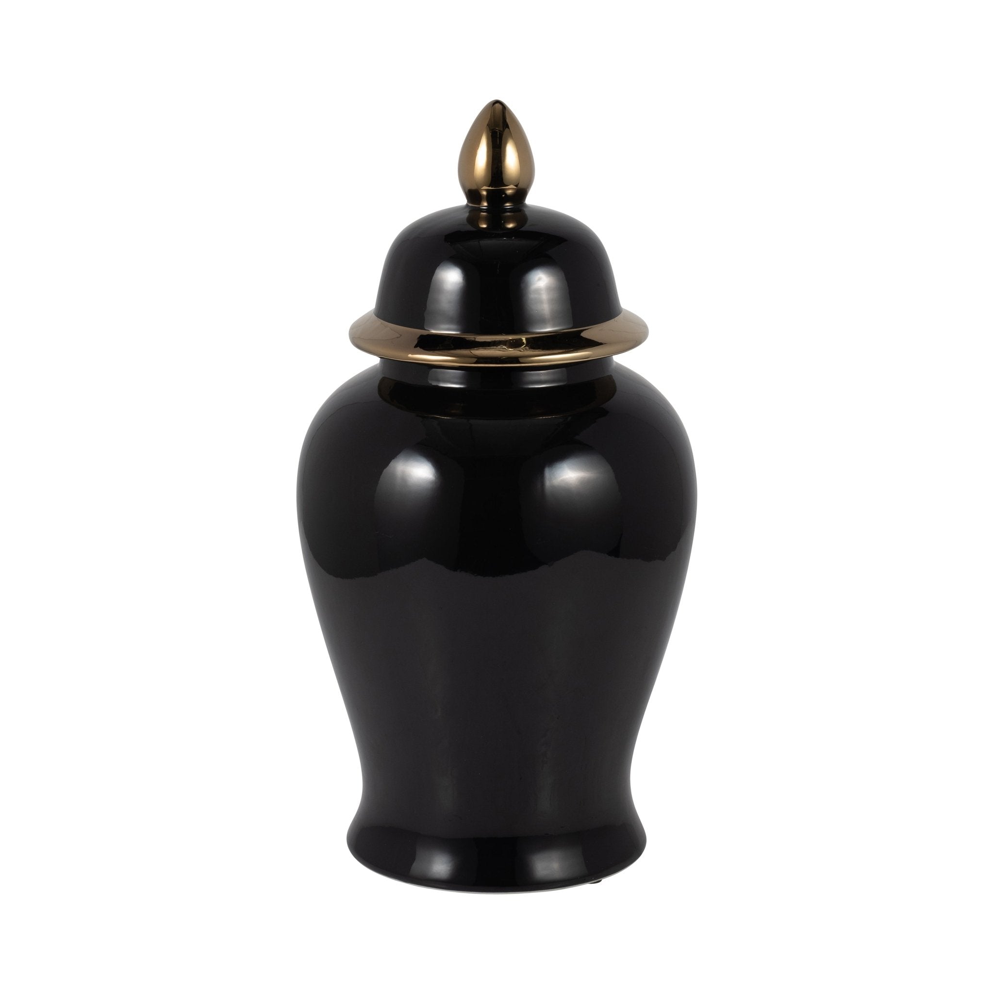 CER, 24" TEMPLE JAR, BLACK/GOLD Vases and Jars| Sagebrook Home