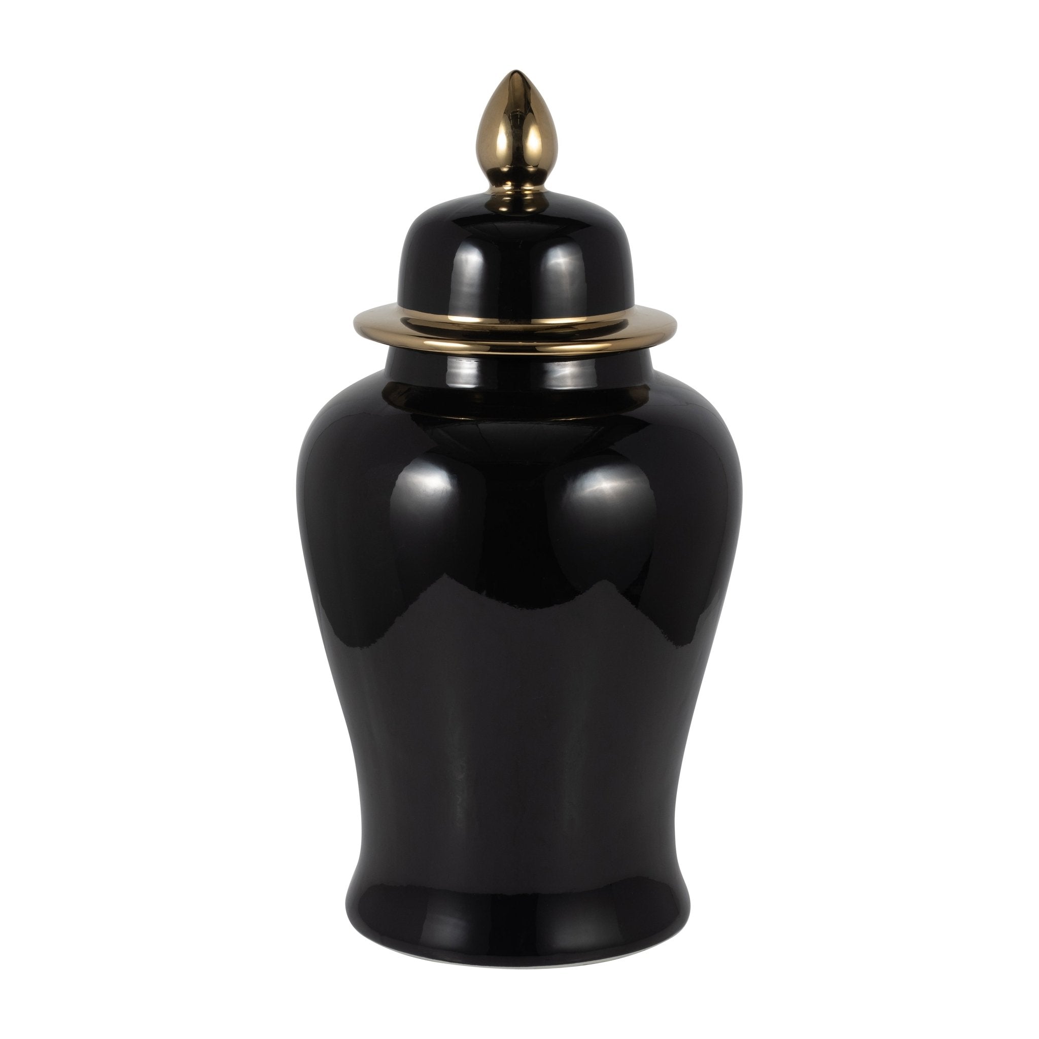CER, 24" TEMPLE JAR, BLACK/GOLD Vases and Jars| Sagebrook Home