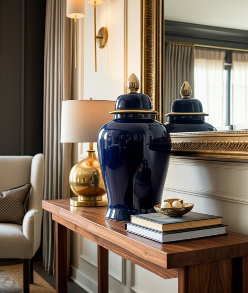 CER, 24" TEMPLE JAR, BLACK/GOLD Vases and Jars| Sagebrook Home