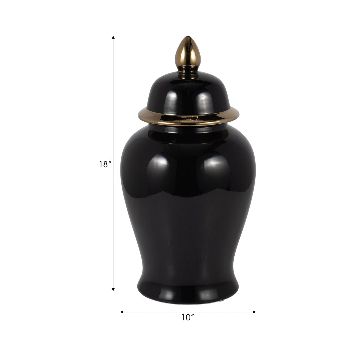 CER, 24" TEMPLE JAR, BLACK/GOLD Vases and Jars| Sagebrook Home