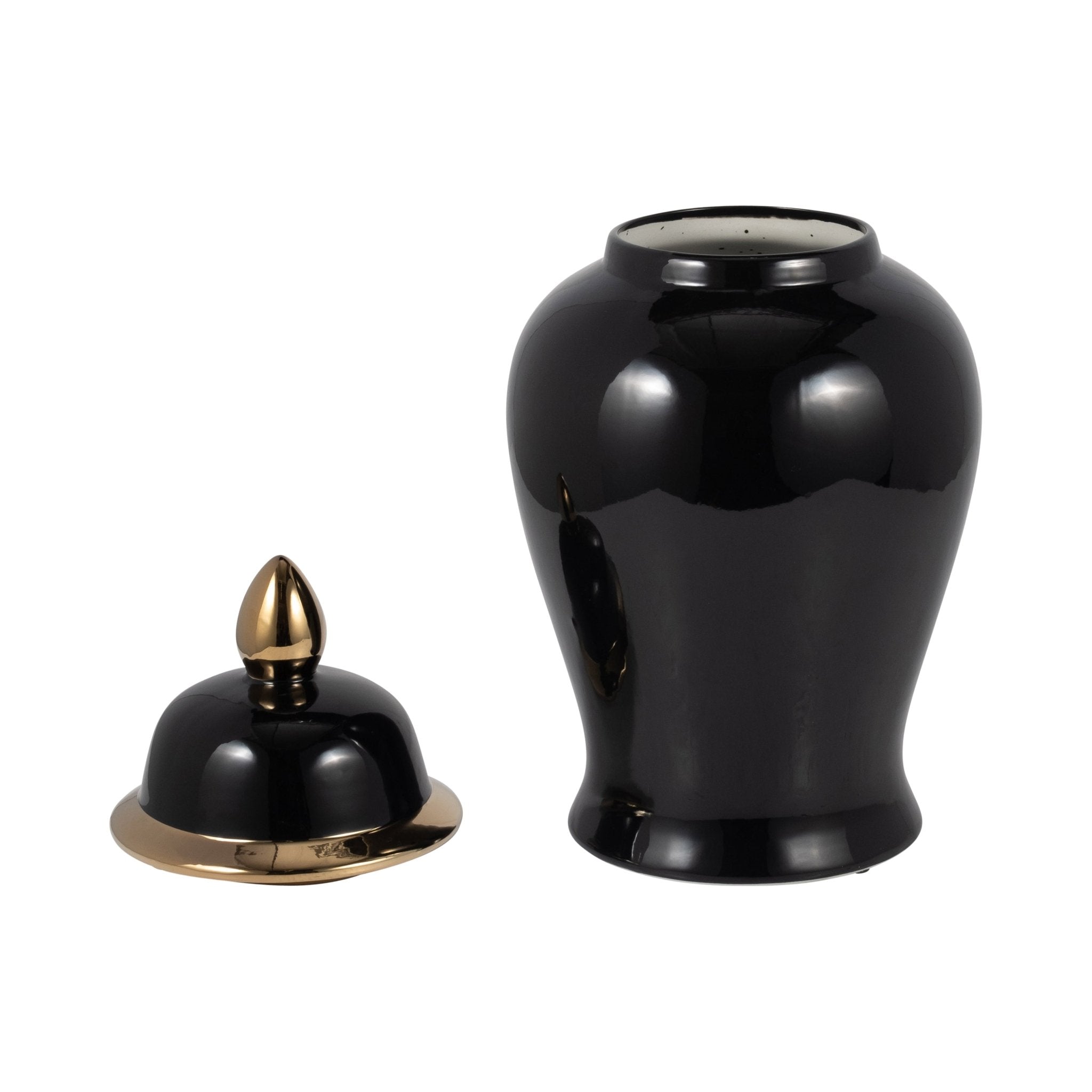 CER, 24" TEMPLE JAR, BLACK/GOLD Vases and Jars| Sagebrook Home