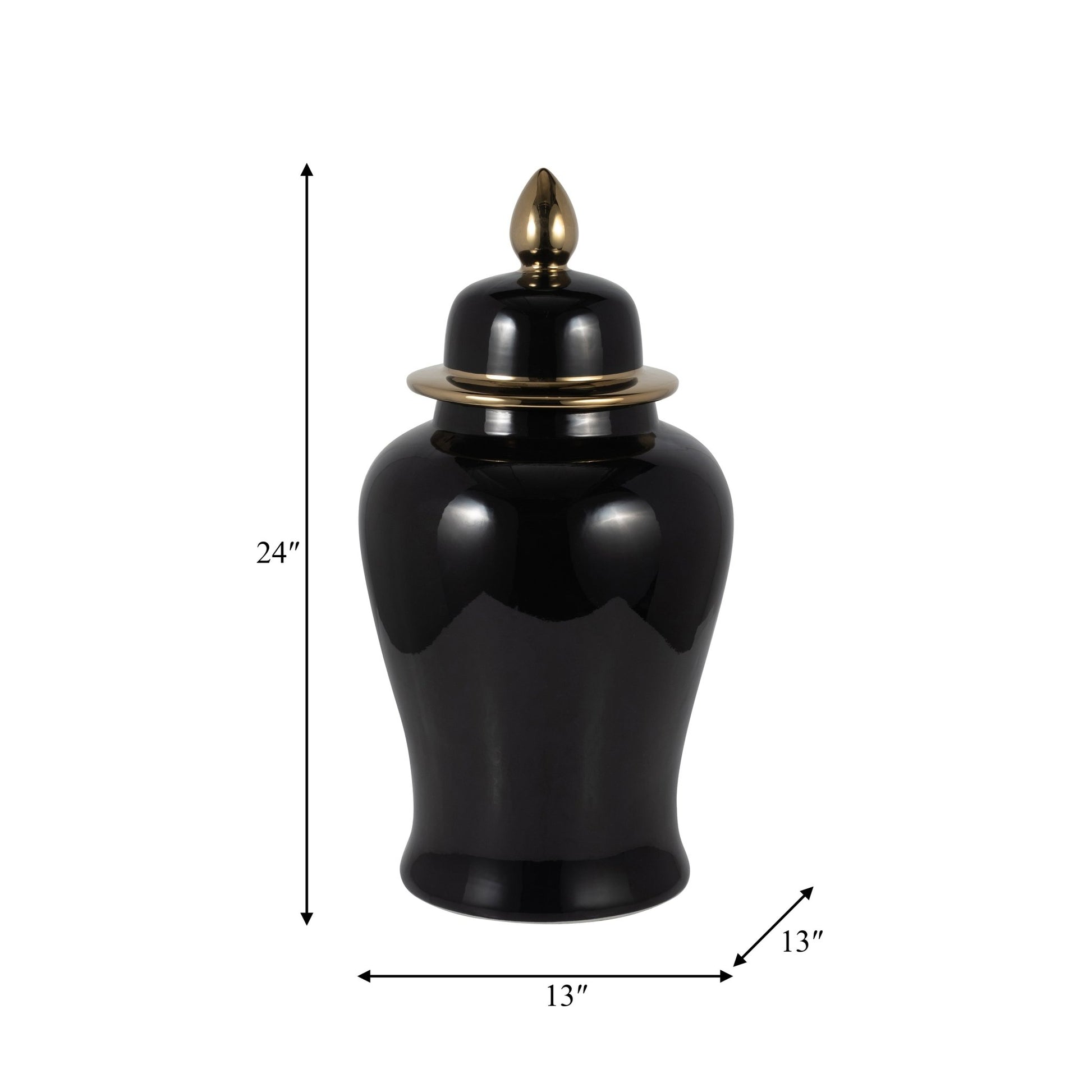 CER, 24" TEMPLE JAR, BLACK/GOLD Vases and Jars| Sagebrook Home