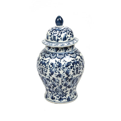 Ceramic Temple Jar, Blue/White - Al Rugaib Furniture
