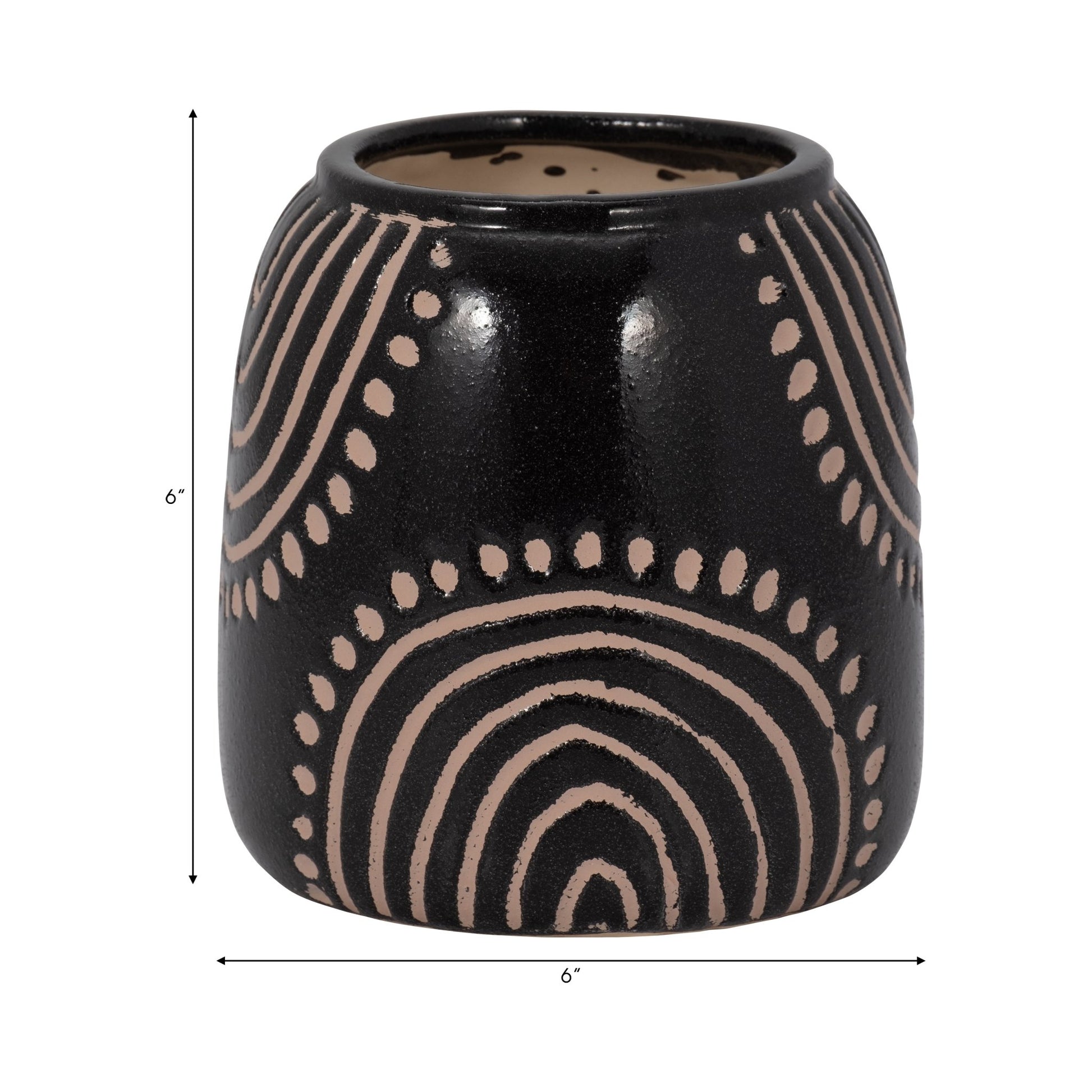 CERAMIC TRIBAL ARCH VASE, BLACK/TAN Vases and Jars| Sagebrook Home