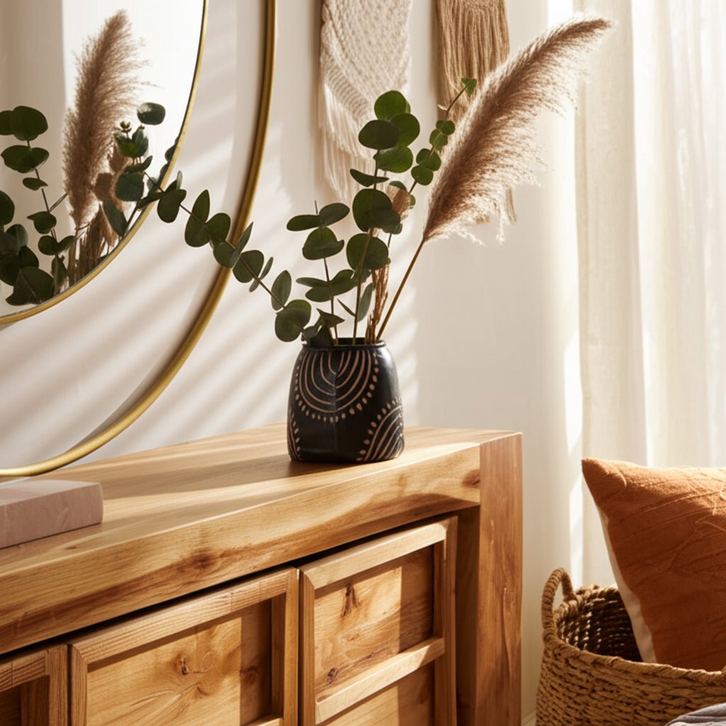 CERAMIC TRIBAL ARCH VASE, BLACK/TAN Vases and Jars| Sagebrook Home