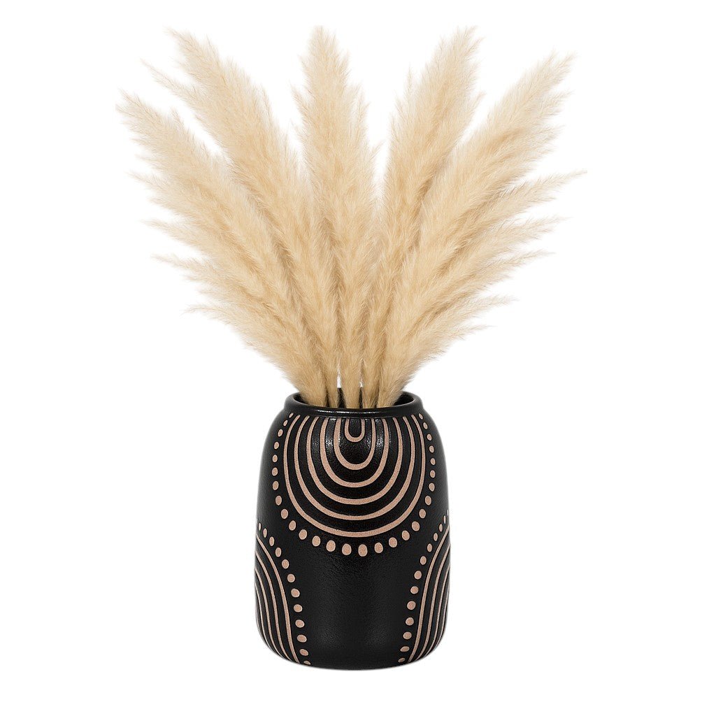 CERAMIC TRIBAL ARCH VASE, BLACK/TAN Vases and Jars| Sagebrook Home