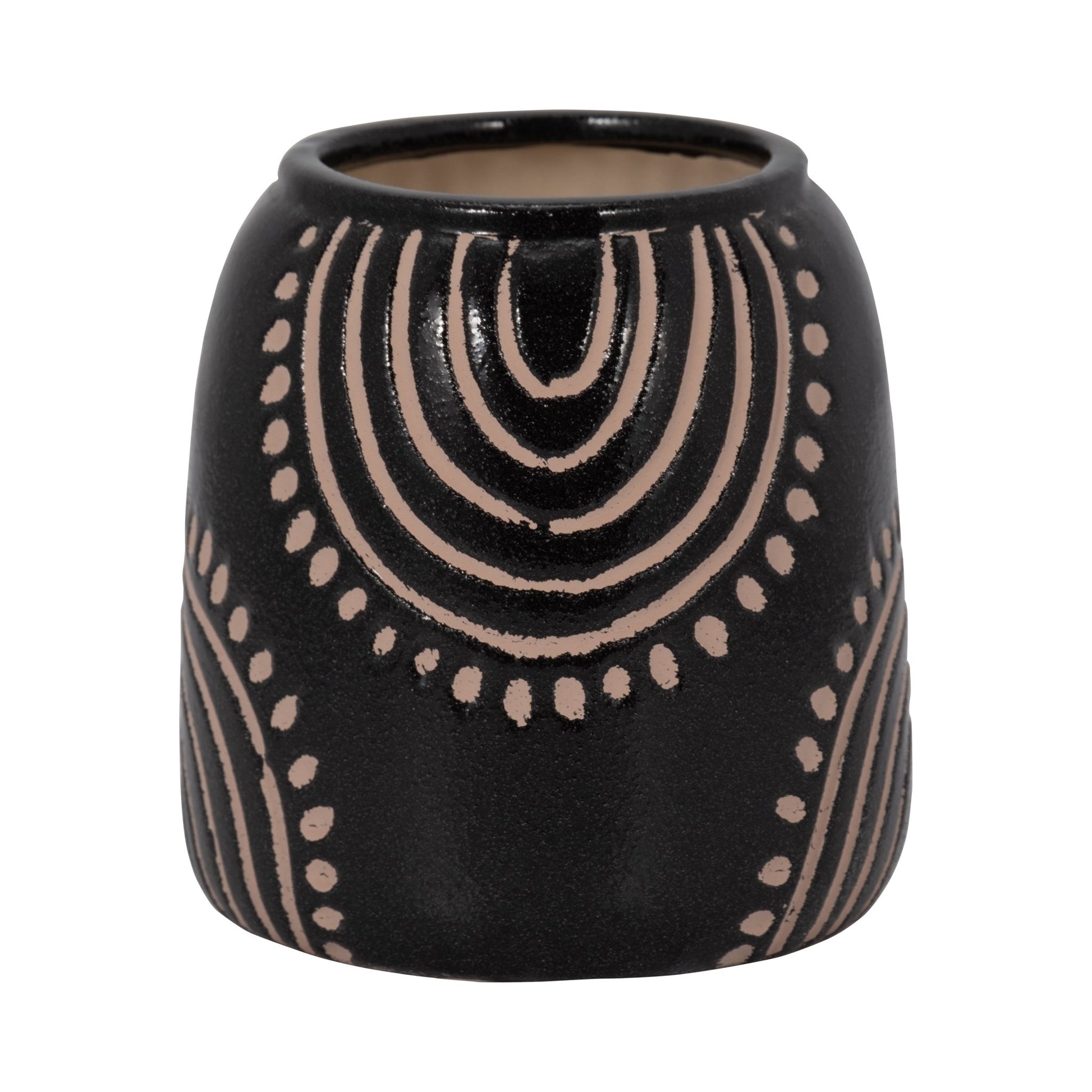 CERAMIC TRIBAL ARCH VASE, BLACK/TAN Vases and Jars| Sagebrook Home