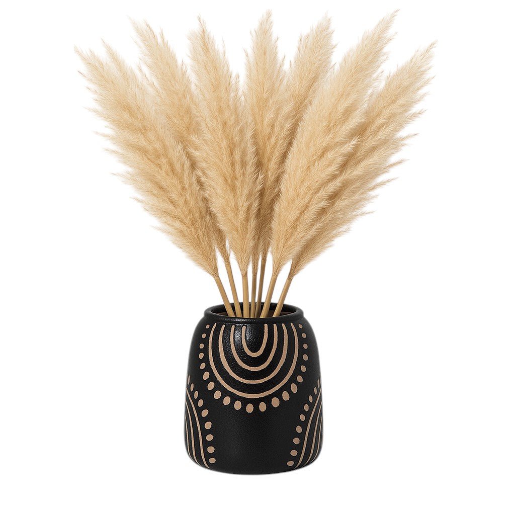 CERAMIC TRIBAL ARCH VASE, BLACK/TAN Vases and Jars| Sagebrook Home