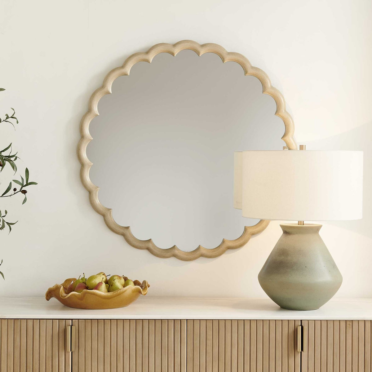 Cerrito Burnished Ivory Round Mirror Mirrors| Uttermost