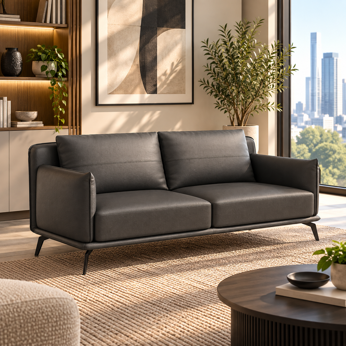 Leather 3-Seater Sofa