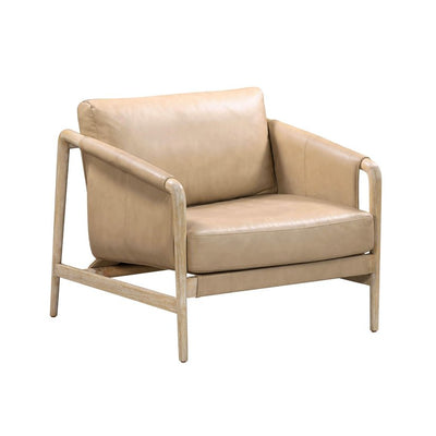 Chakka Tan Genuine Leather Accent Chair - Al Rugaib Furniture