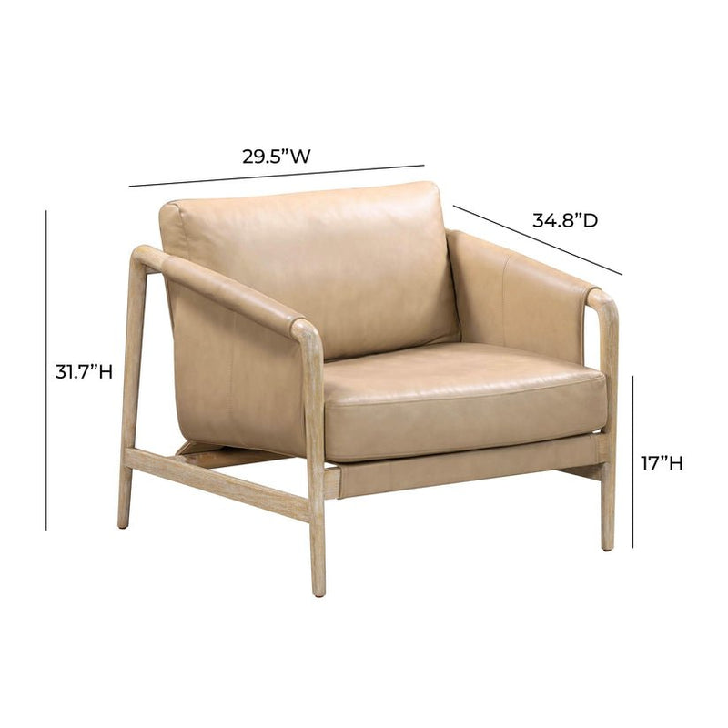 Chakka Tan Genuine Leather Accent Chair - Al Rugaib Furniture