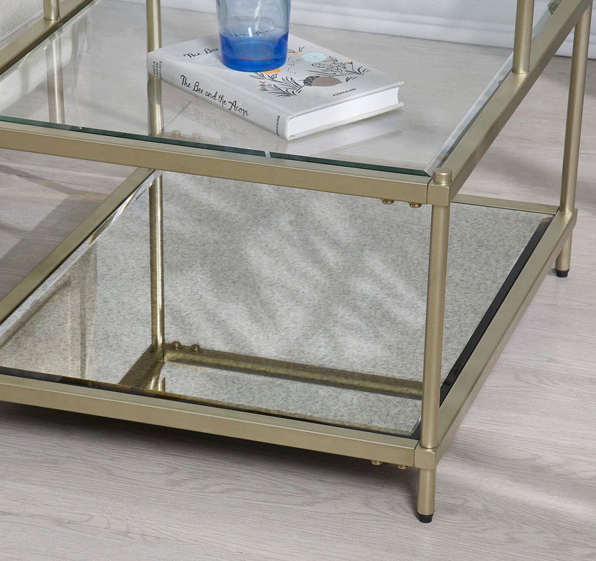 Luxe Champagne Metal 2 Level Side Table Coffee Tables| Crestview