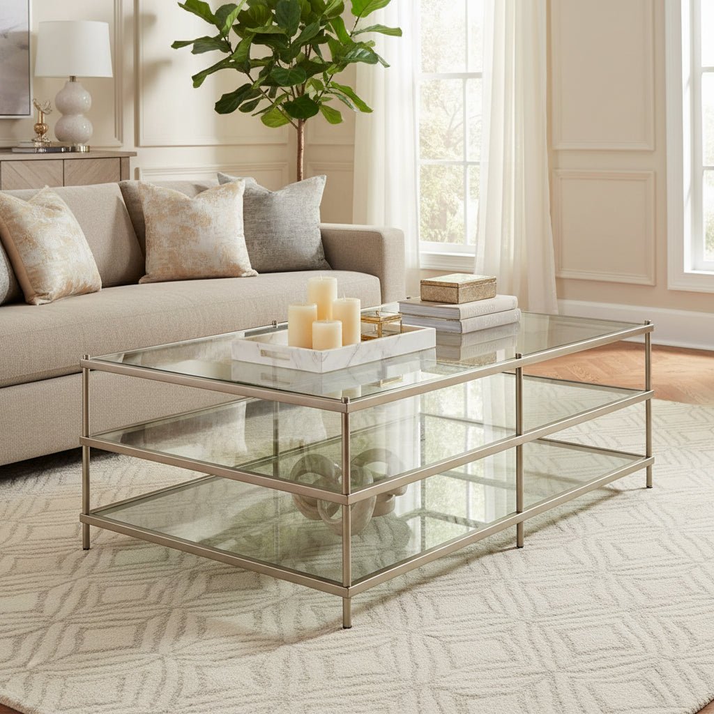 Luxe Champagne Metal Coffee Table Coffee Tables| Crestview