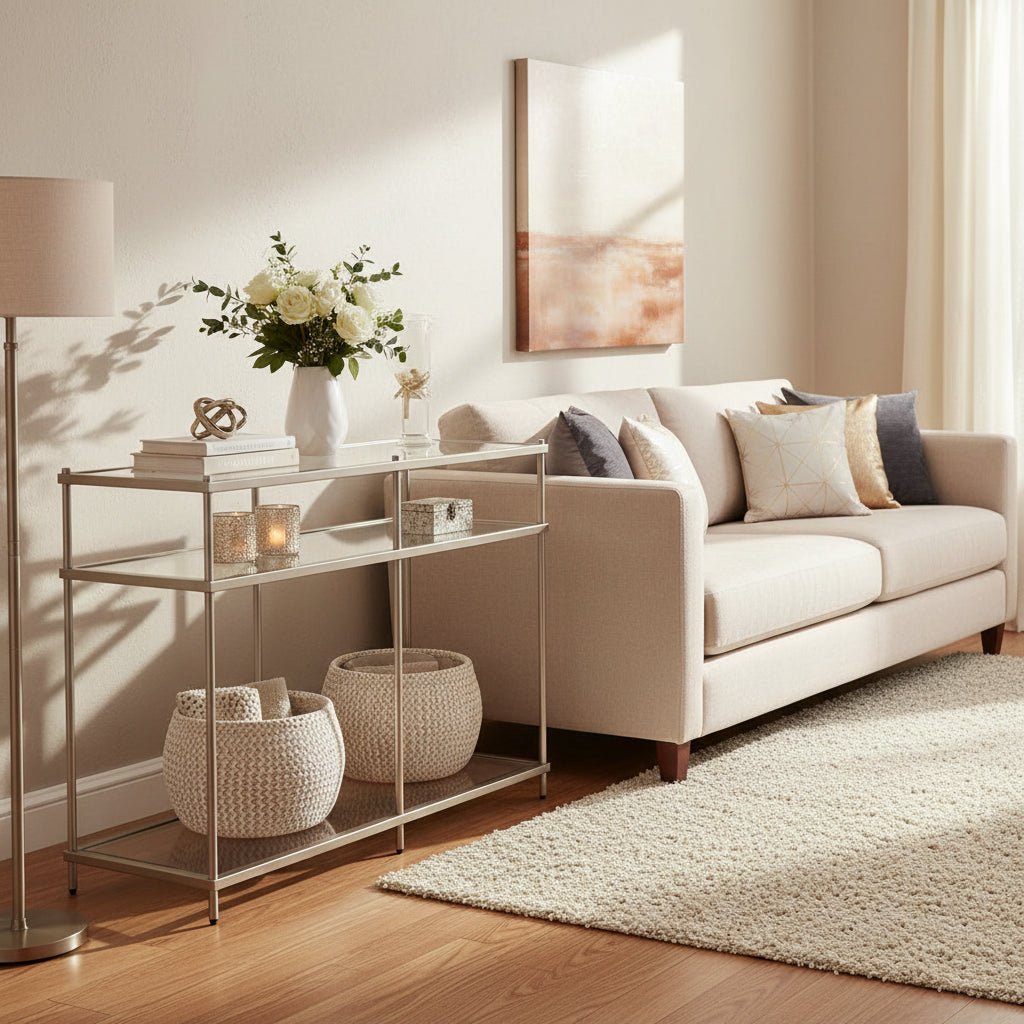 Luxe Champagne Metal Console Consoles & Sideboards| Crestview