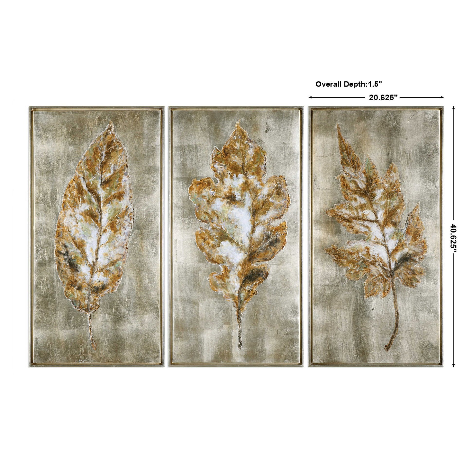 Champagne Leaves Hand Painted Canvases, S/3 Paintings & Pictures| Uttermost