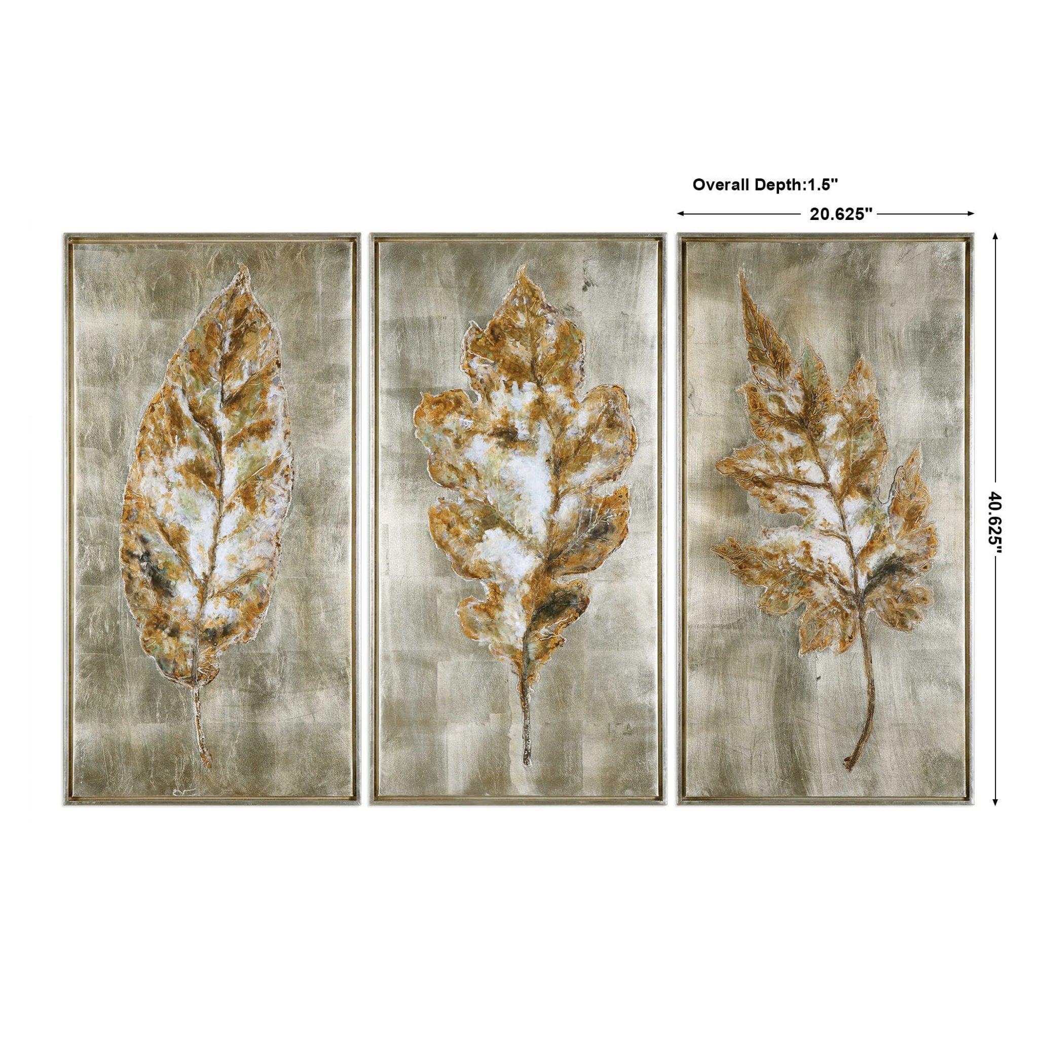 Champagne Leaves Hand Painted Canvases, S/3 Paintings & Pictures| Uttermost