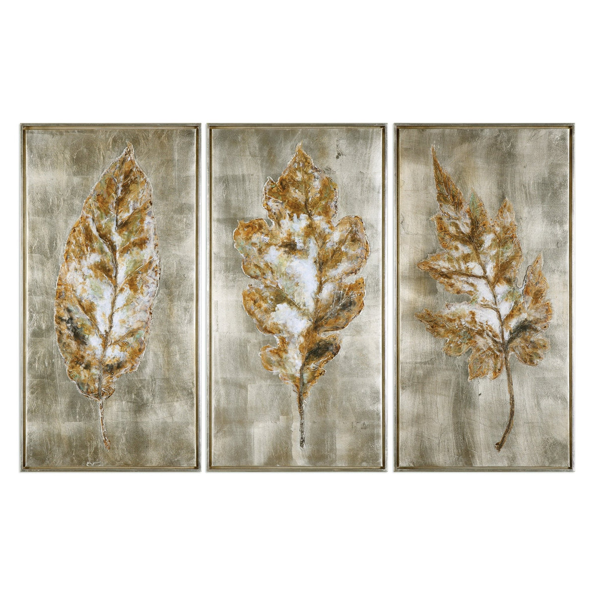 Champagne Leaves Hand Painted Canvases, S/3 Paintings & Pictures| Uttermost