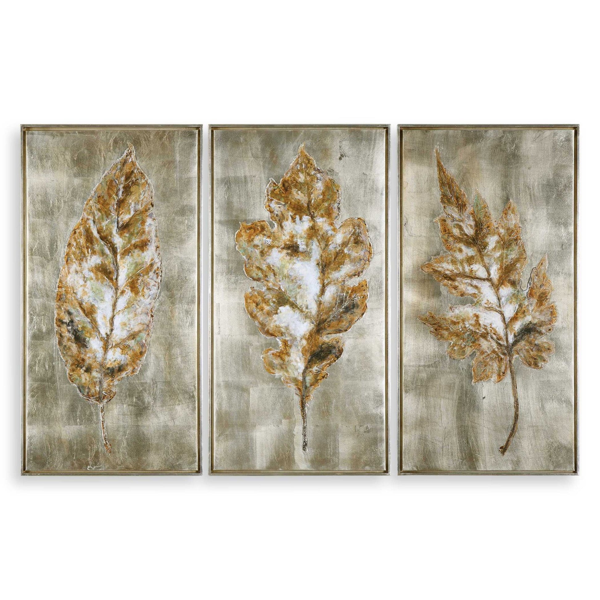 Champagne Leaves Hand Painted Canvases, S/3 Paintings & Pictures| Uttermost