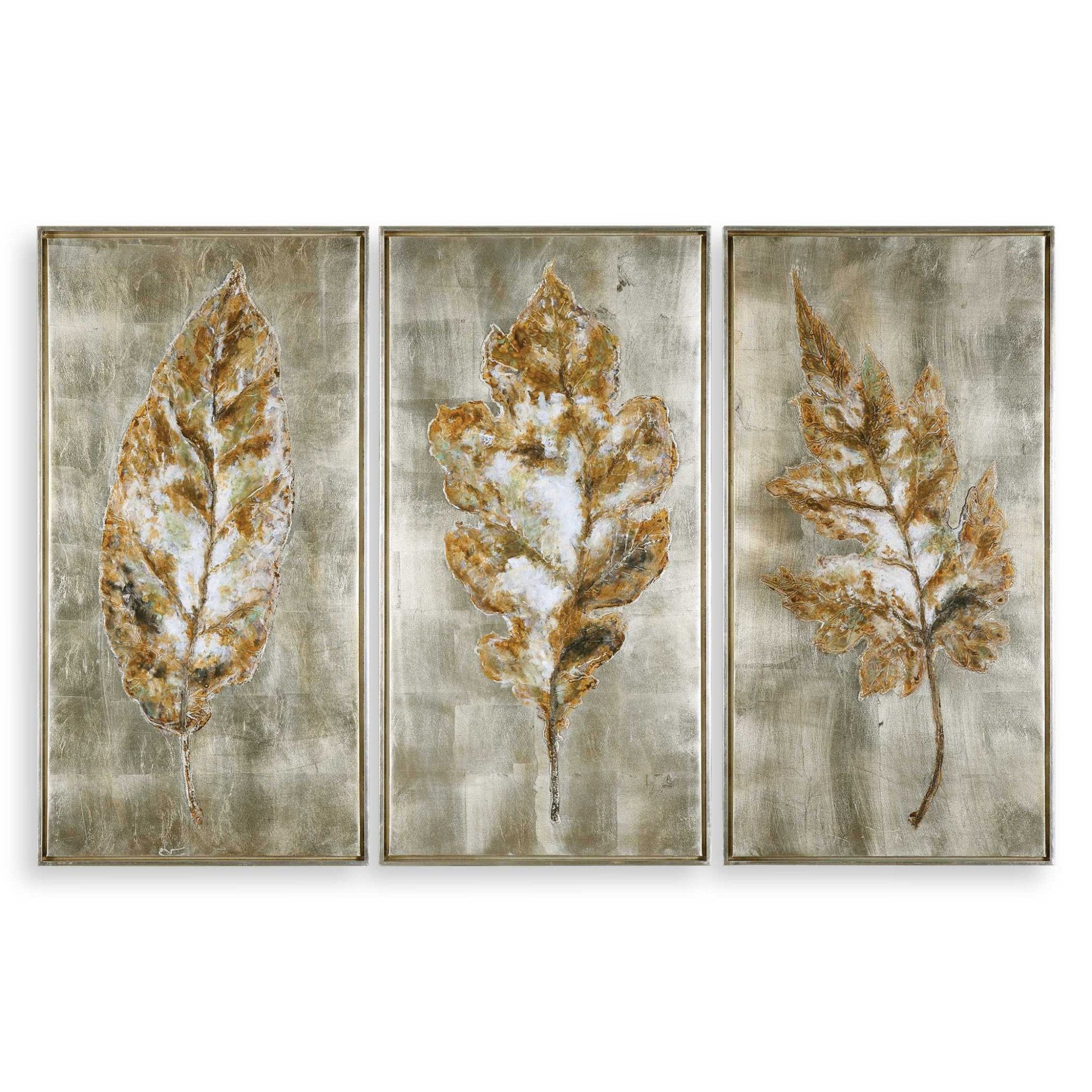 Champagne Leaves Hand Painted Canvases, S/3 Paintings & Pictures| Uttermost
