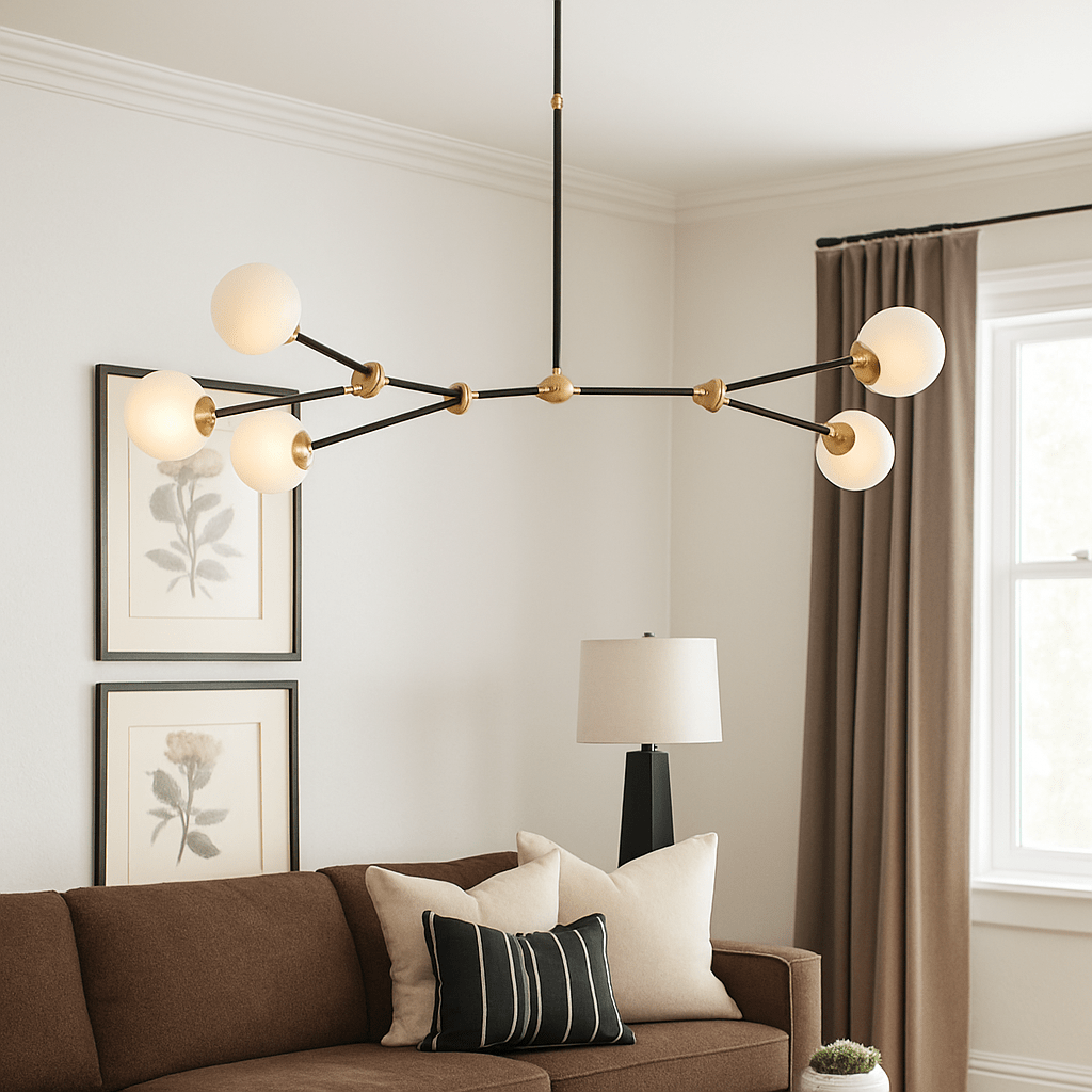 CHANDELIER W / 5 GLASS BALLS chandeliers| Roots Furniture