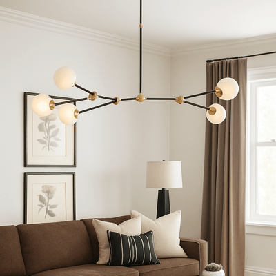 CHANDELIER W / 5 GLASS BALLS - Al Rugaib Furniture