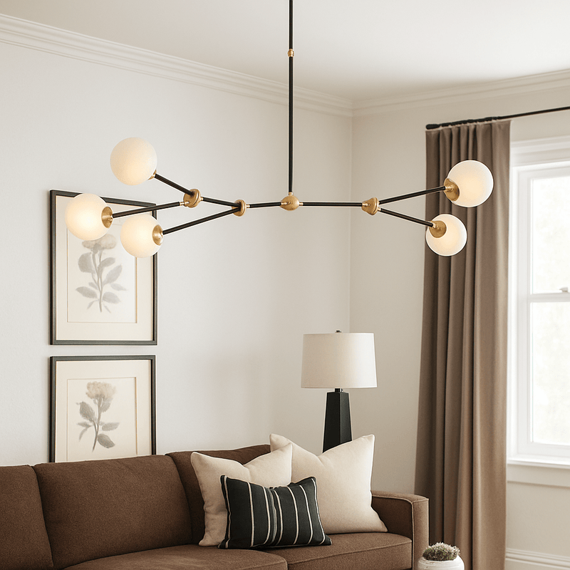 CHANDELIER W / 5 GLASS BALLS - Al Rugaib Furniture