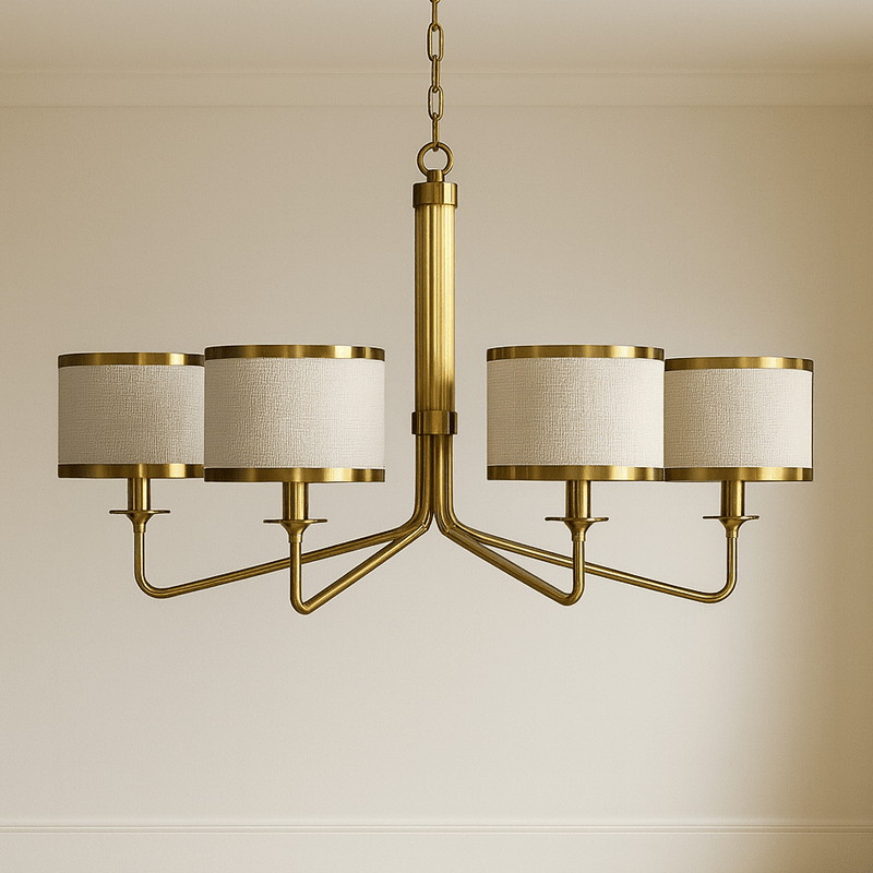 CHANDELIER W/ BEIGE COTTON LINEN SHADE - Al Rugaib Furniture