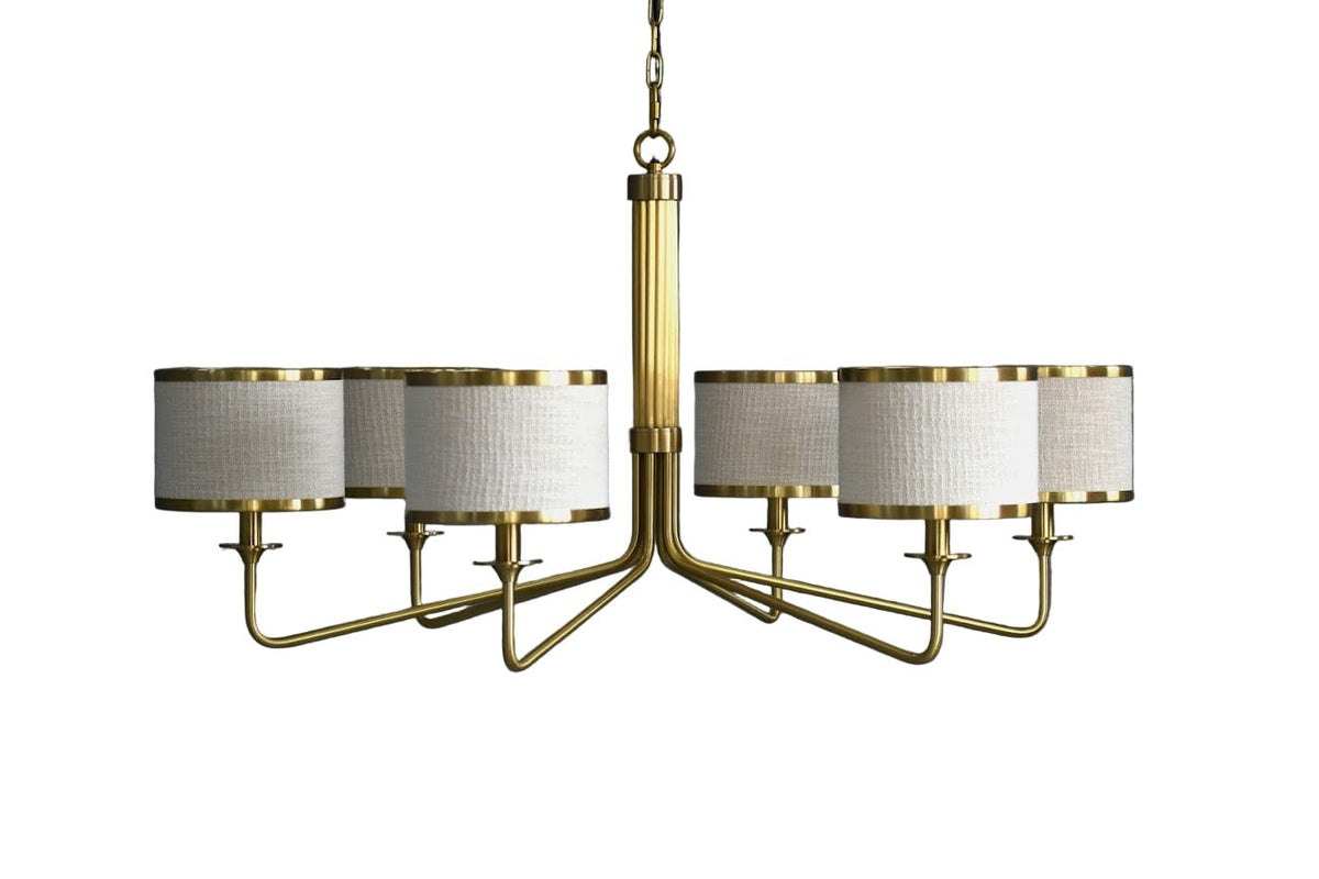 CHANDELIER W/ BEIGE COTTON LINEN SHADE chandeliers| Roots Furniture
