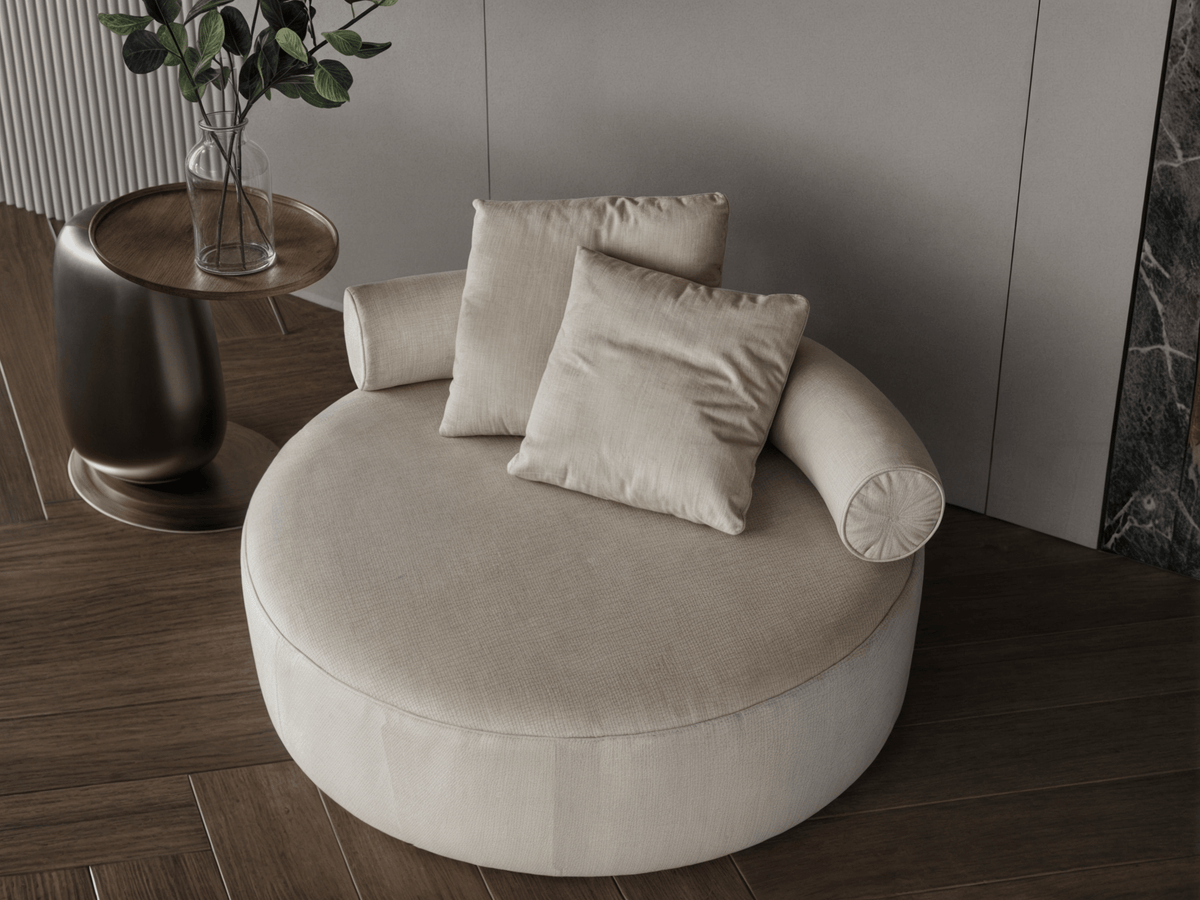 Chanel fabric vanilla round sofa 120x120x35 cm Sofas & Loveseats| Oak