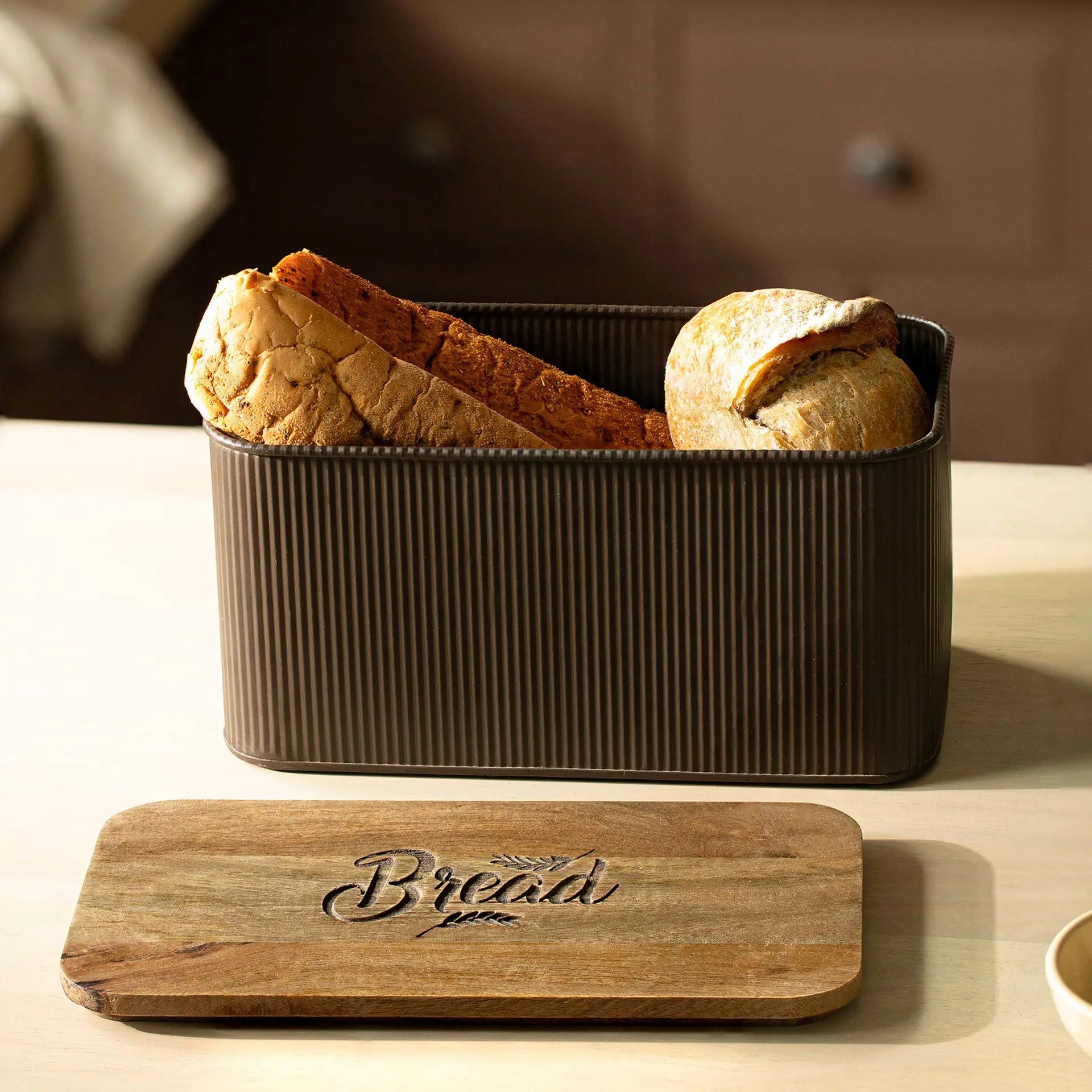 Charcoal Brown Bread Box with Lid Box| Roots Furniture