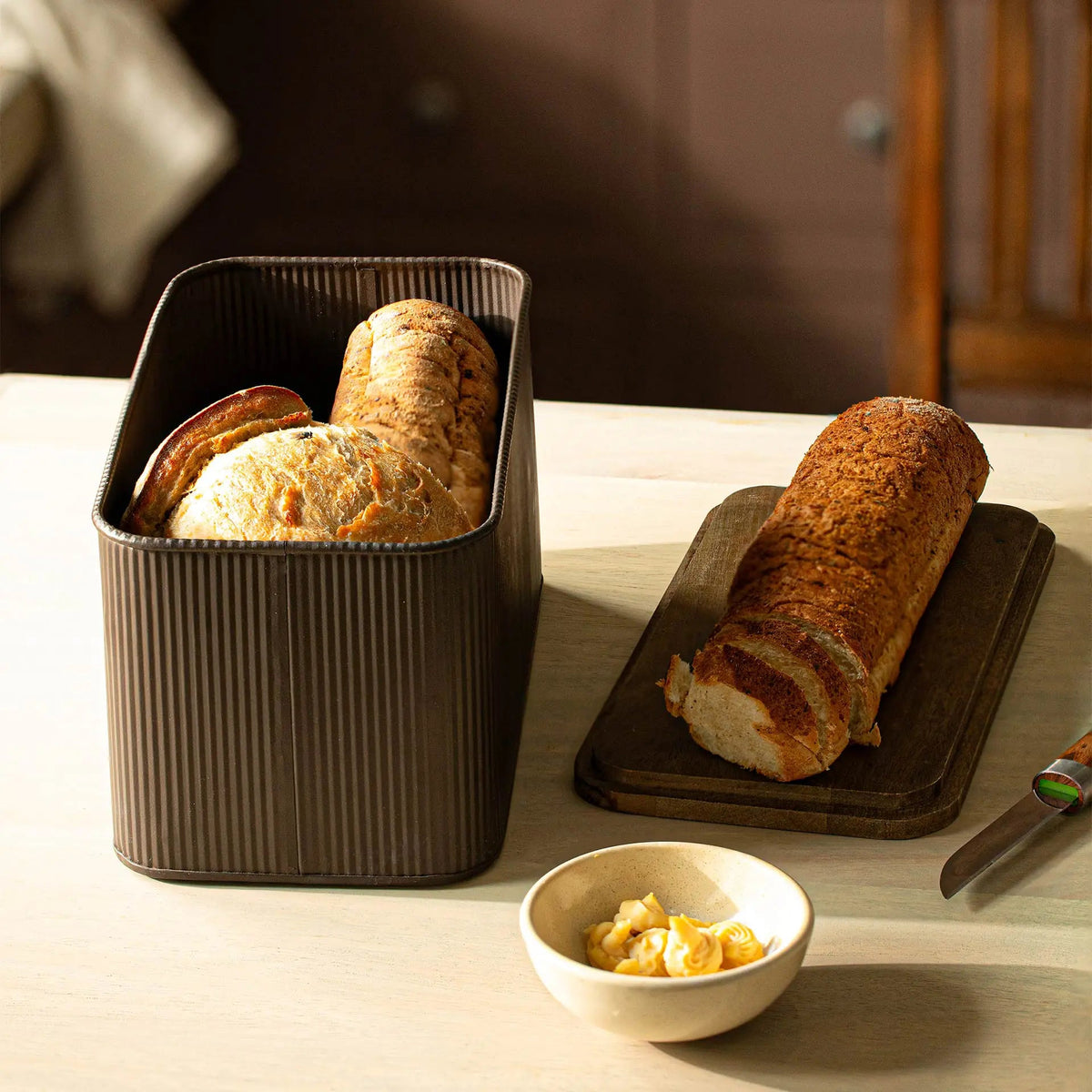 Charcoal Brown Bread Box with Lid Box| Roots Furniture