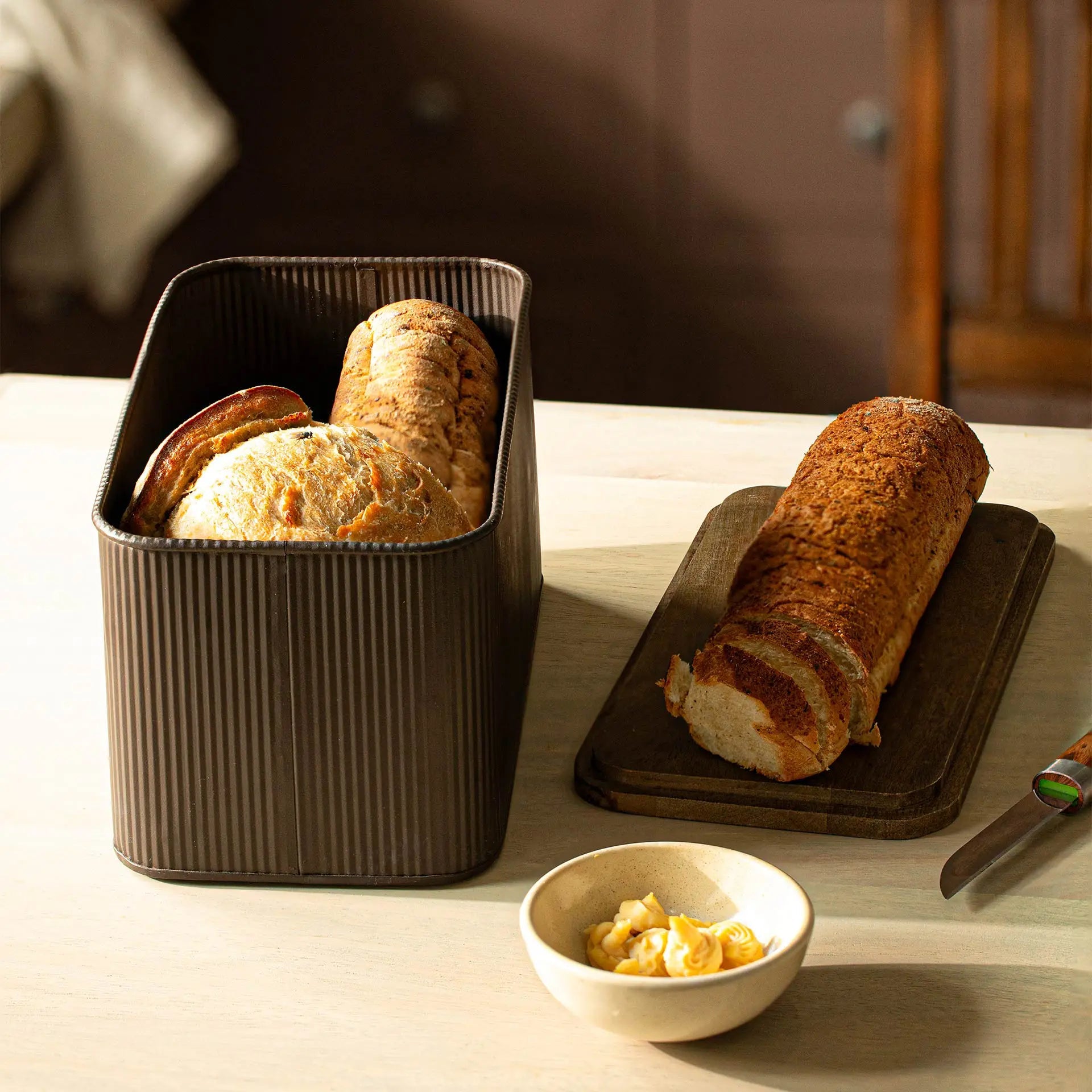 Charcoal Brown Bread Box with Lid Box| Roots Furniture
