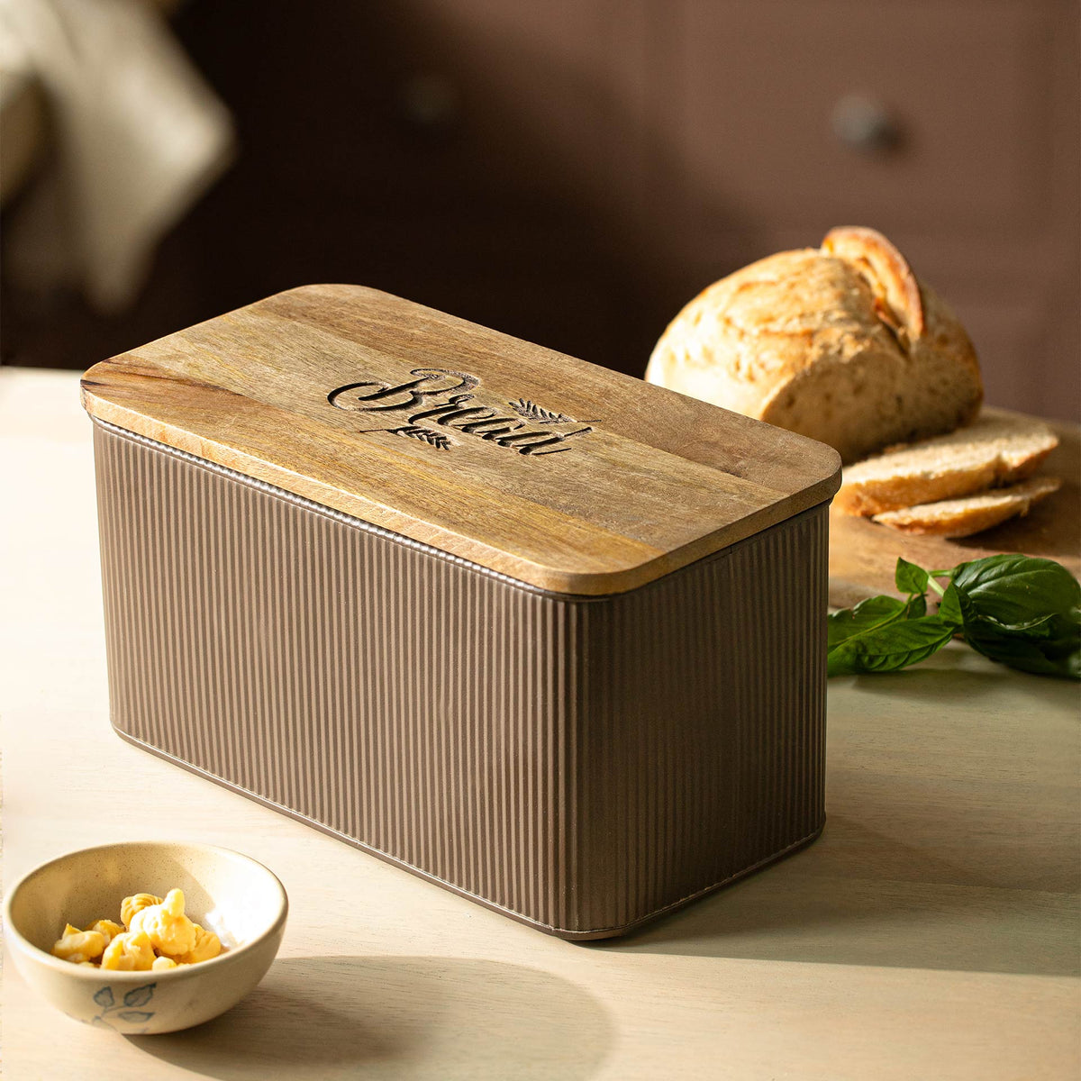 Charcoal Brown Bread Box with Lid Box| Roots Furniture