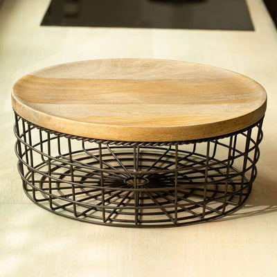 Charcoal Brown Twine Wire Basket (round) - Al Rugaib Furniture